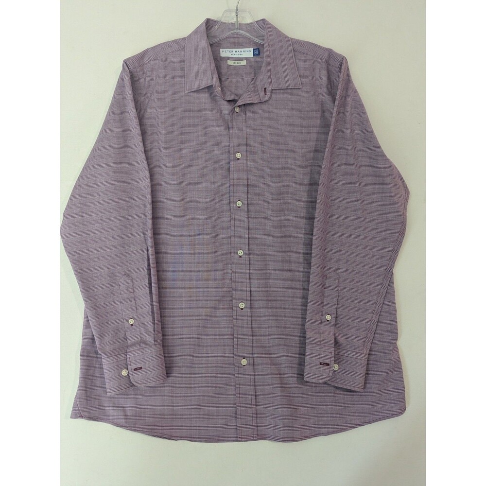 Peter Manning Shirt Mens Med Purple‎ Long Sleeve Button Up Stretch Non Iron